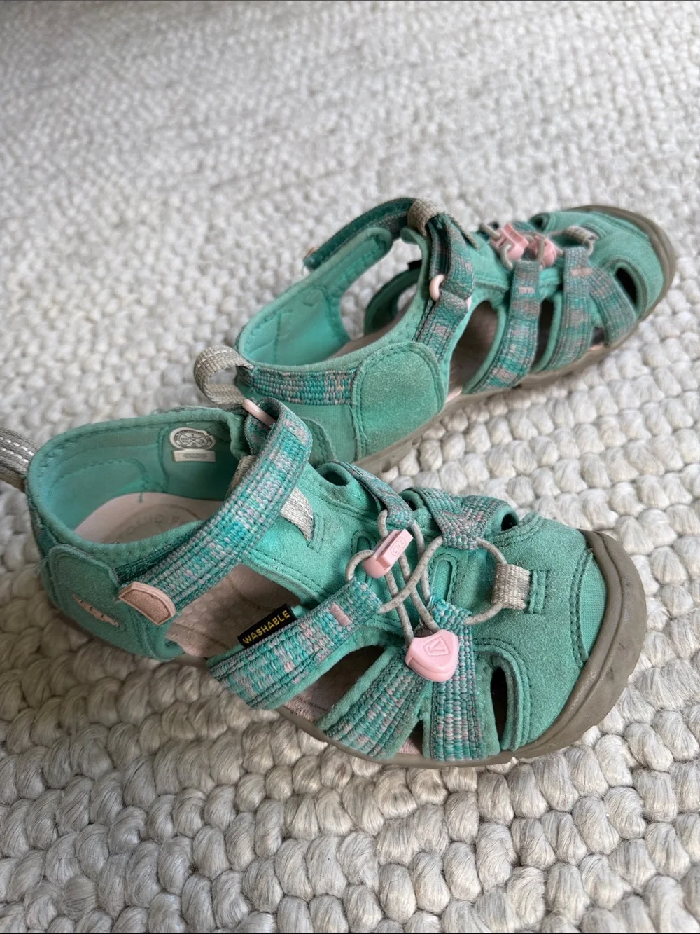 Keen Kids Teal Sandals with Pink Accents